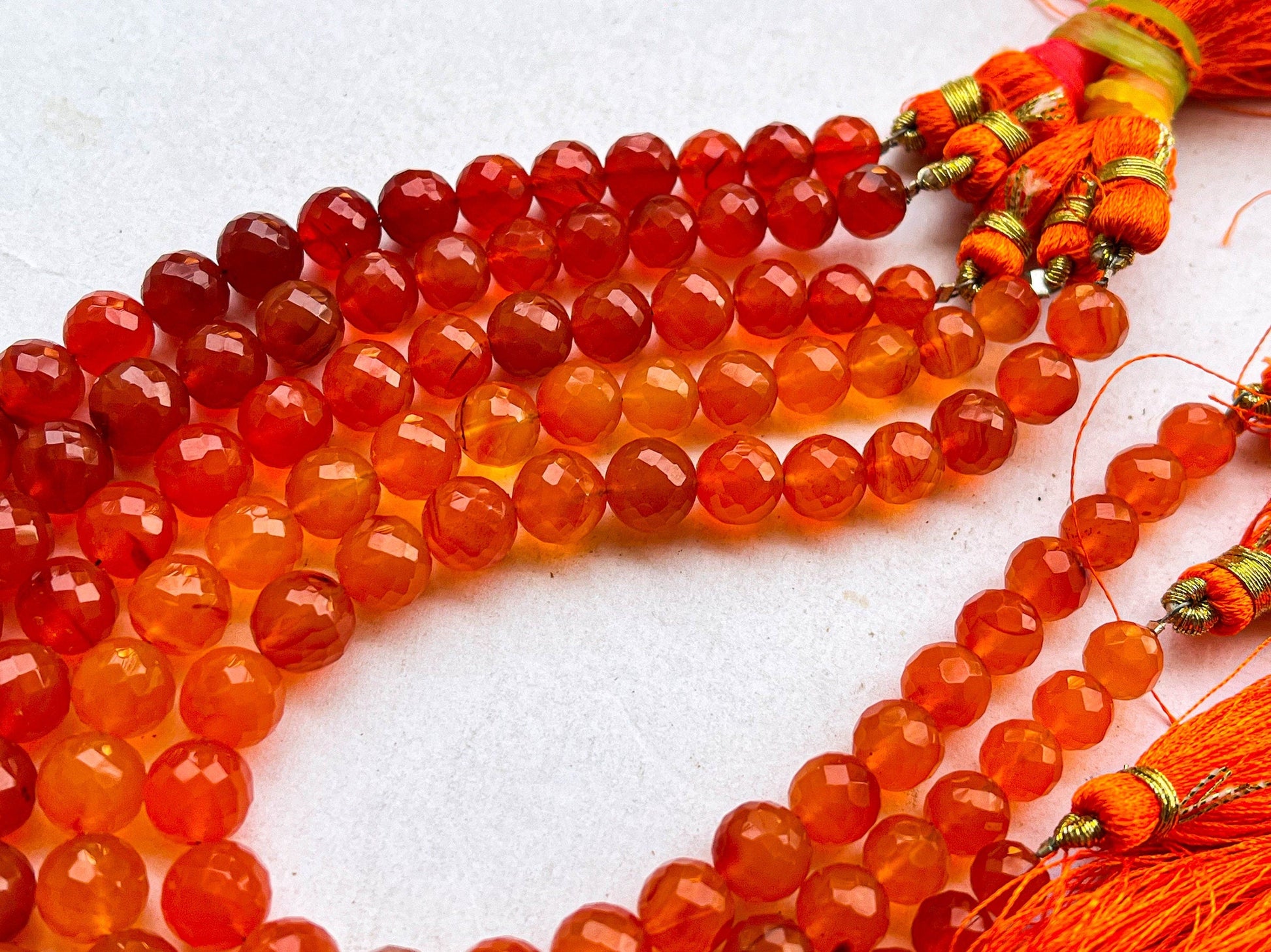 Carnelian Faceted Spherical Beads | 6MM to 8MM | 8 Inch Beadsforyourjewelry
