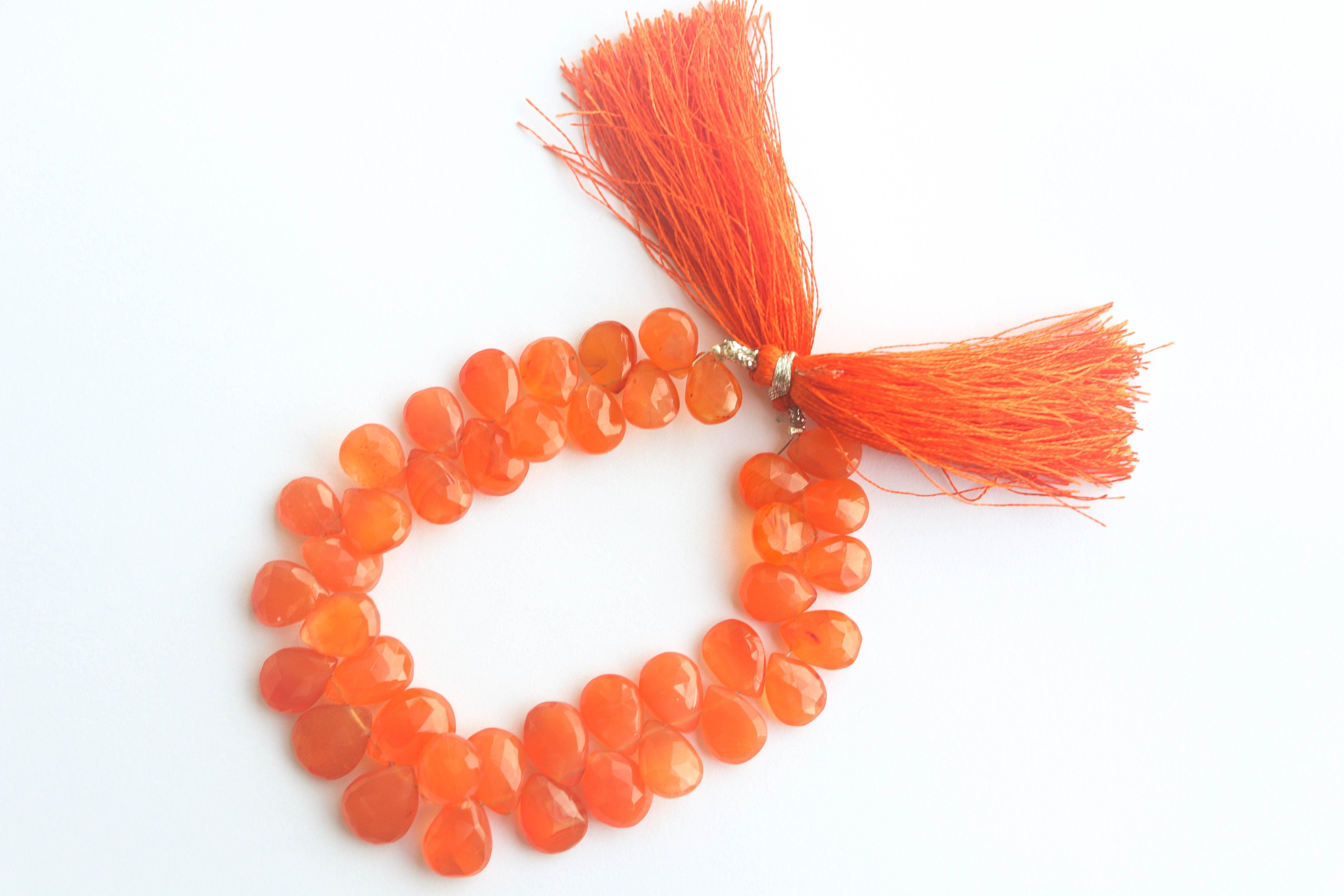 Carnelian Pear Briolette Faceted | 8x10 to 10x12mm | 8 inches | 41 Pieces | Side Drill | Natural gemstone beads | For Jewelry making Beadsforyourjewelry