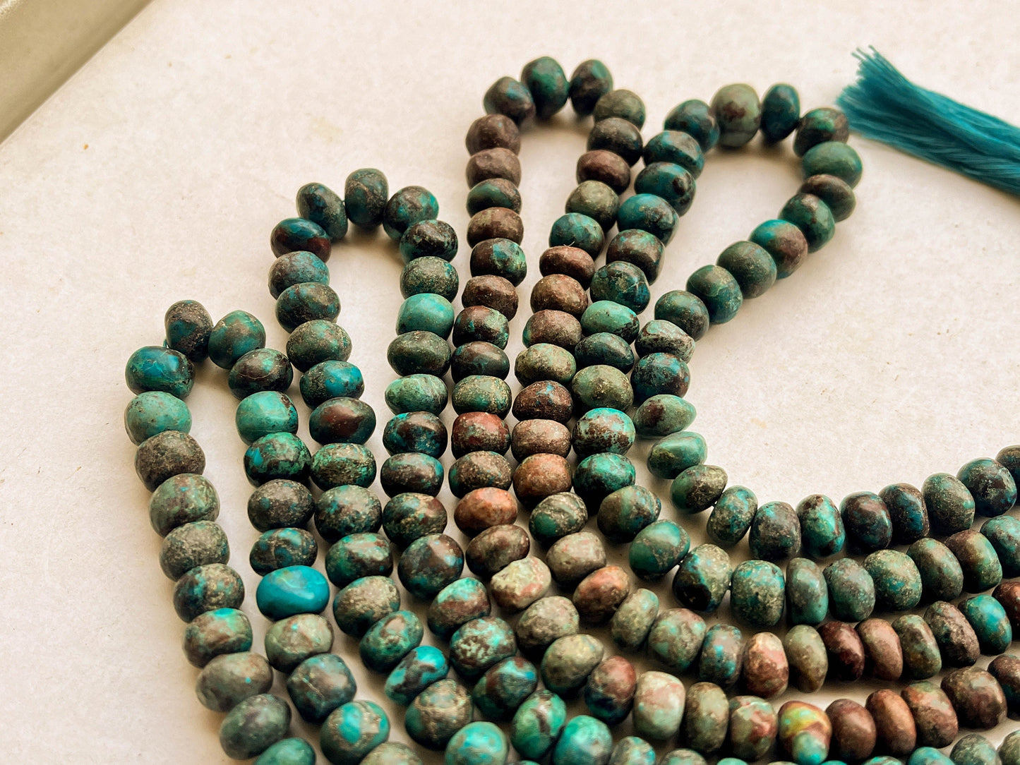 Chrysocolla Smooth Rondelle Shape Beads | 6MM to 9MM | 16 Inch Beadsforyourjewelry
