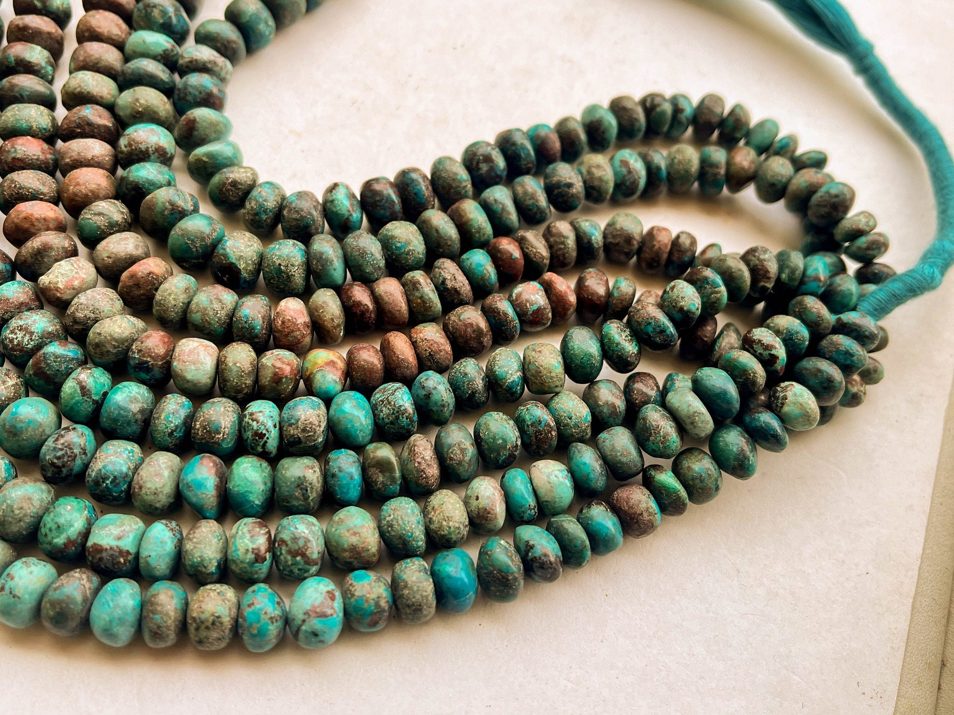 Chrysocolla Smooth Rondelle Shape Beads | 6MM to 9MM | 16 Inch Beadsforyourjewelry