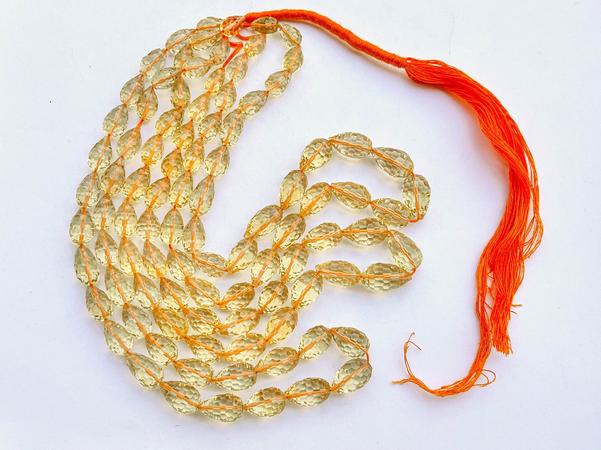 Citrine Concave Cut Drops, Natural Gemstone Beads, 7x11mm to 9x15mm, 16 Inches String, 32 Pieces, Center Drill Beadsforyourjewelry