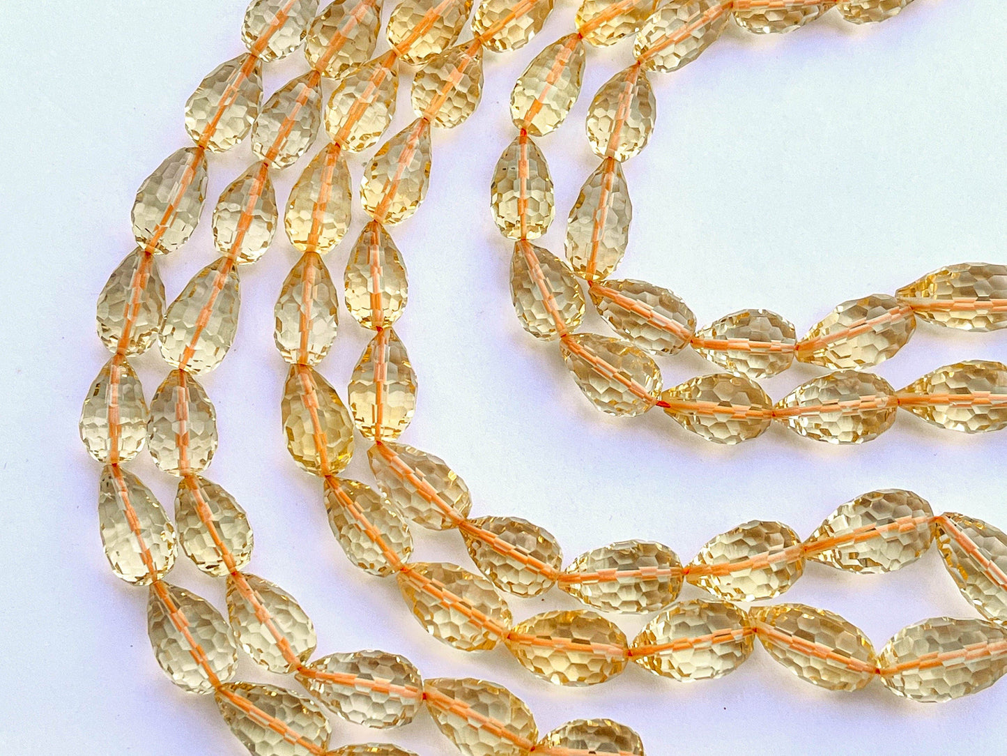 Citrine Concave Cut Drops, Natural Gemstone Beads, 7x11mm to 9x15mm, 16 Inches String, 32 Pieces, Center Drill Beadsforyourjewelry