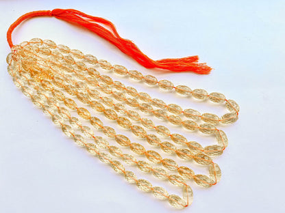 Citrine Concave Cut Egg Shape Briolette Beads, Natural Gemstone Beads, 7x12mm to 10x16mm, 16 Inches String, 28 Pieces, Center Drill Beadsforyourjewelry