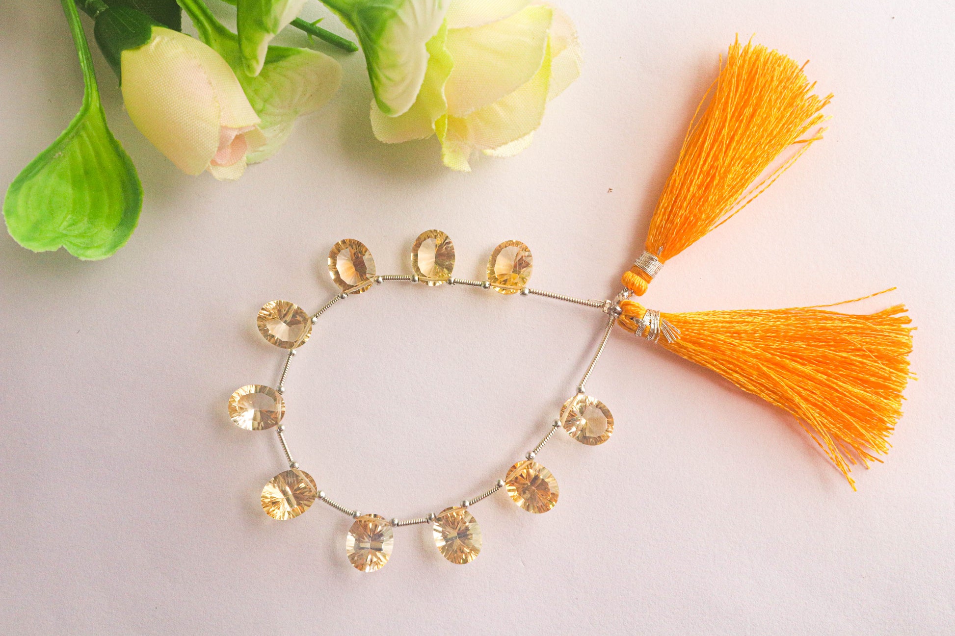 Citrine Concave cut Oval Shape Beads Beadsforyourjewelry