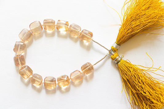 Citrine Cushion Shape Beads | 8x8mm | 14 Pieces | 5 Inch | Center Drill | Natural Citrine Gemstone | Beadsforyourjewellery Beadsforyourjewelry