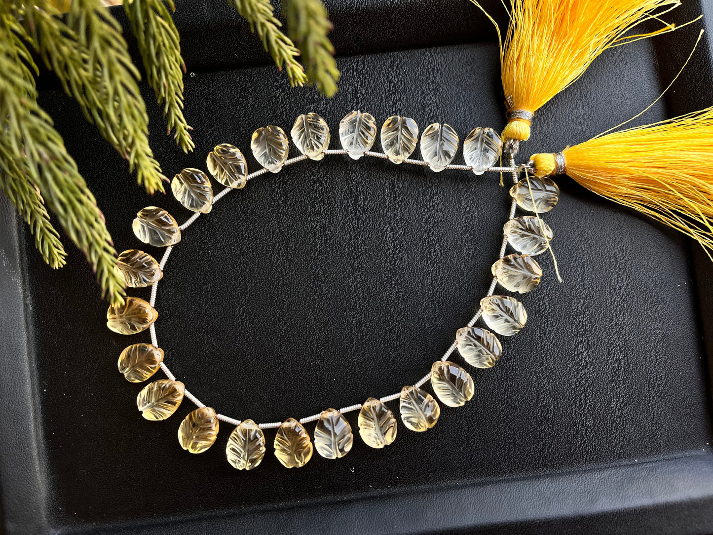Citrine Leaf Carved Beads Beadsforyourjewelry