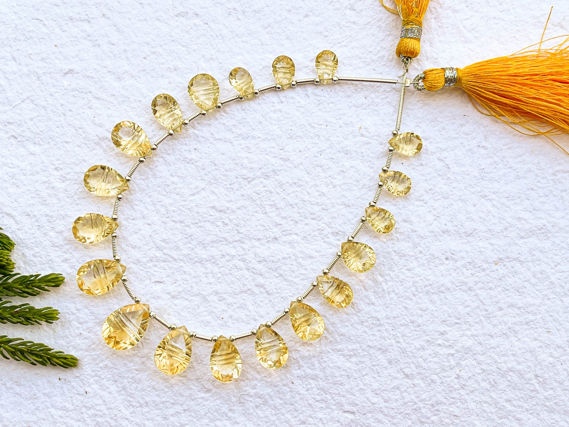 Citrine Pear Shape Laser Carving Faceted Briolette Beads Beadsforyourjewelry