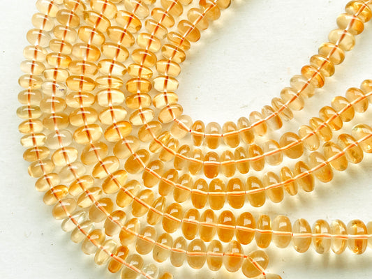 Citrine Smooth Rondelle Beads, 16 Inch Beadsforyourjewelry