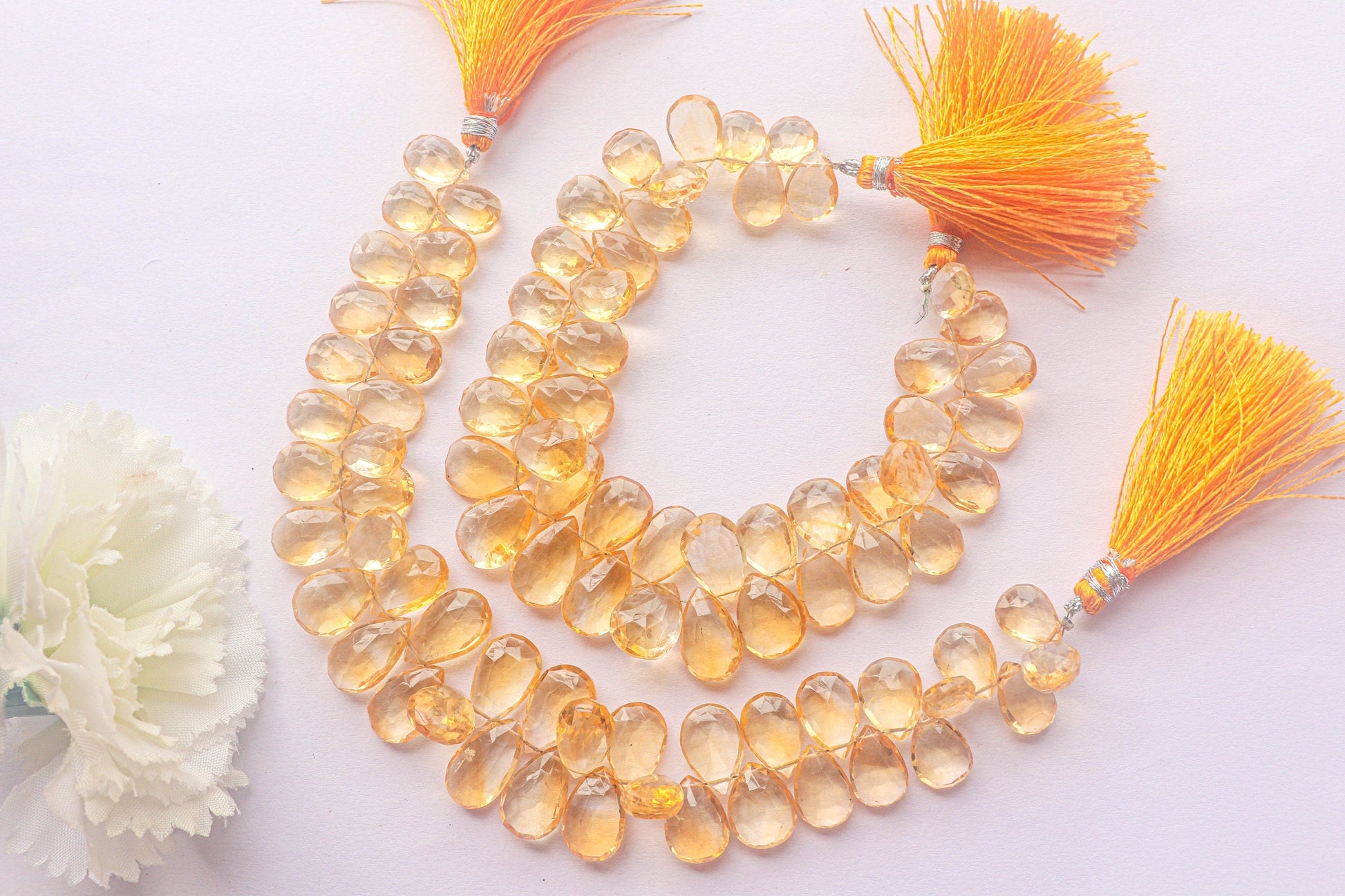 Citrine pear Briolette Faceted Beads | 8x14mm | 50 Pieces Full Strand | 8 Inch | Citrine faceted pear briolette | Matching Pairs for Jewelry Beadsforyourjewelry