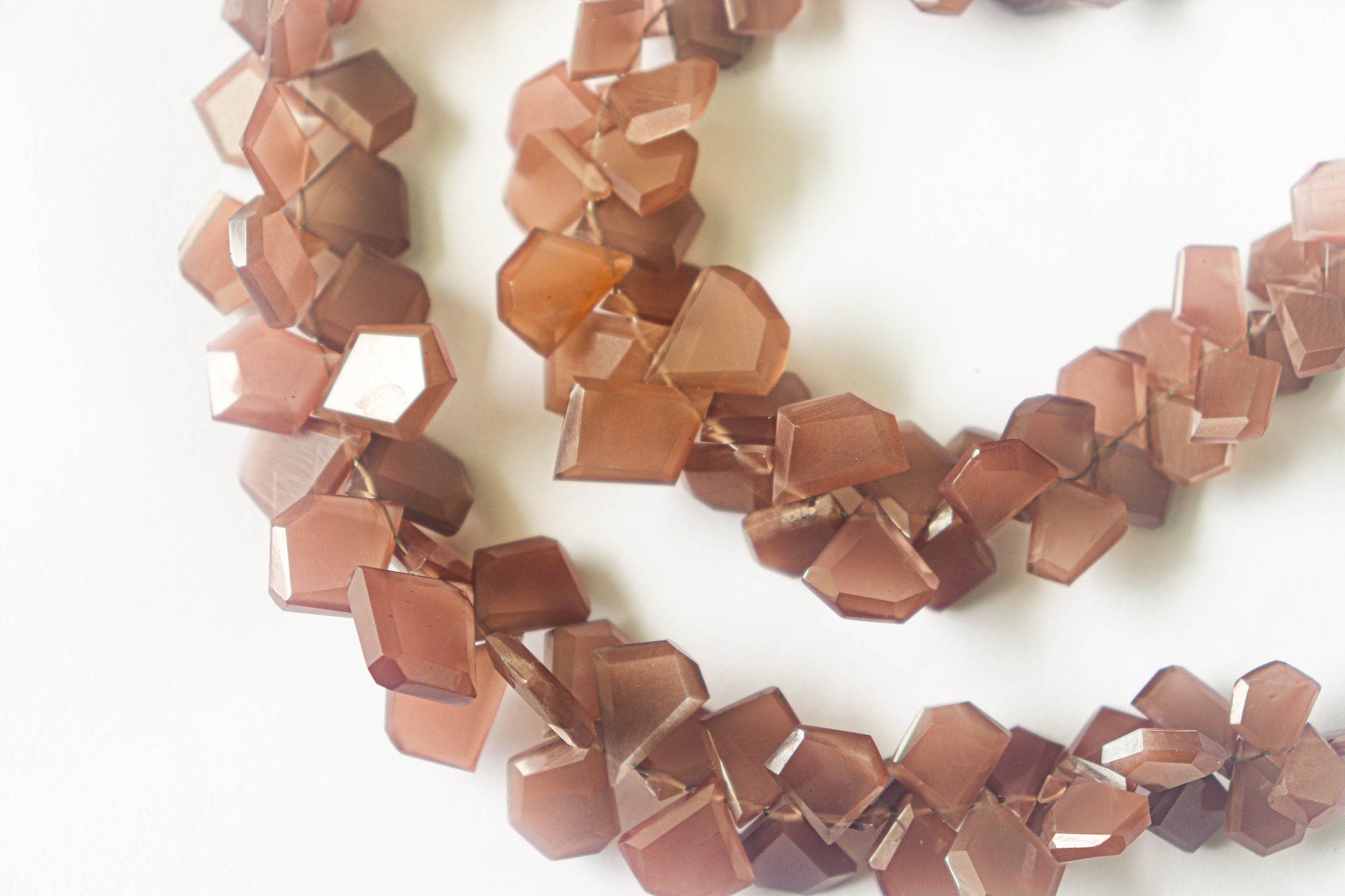 Coffee Shade Natural Moonstone Fancy Shape Beads | 7x8mm - 12x14mm | 50 Pieces | 6 Inch String | Natural Beads | Beadsforyourjewellery Beadsforyourjewelry