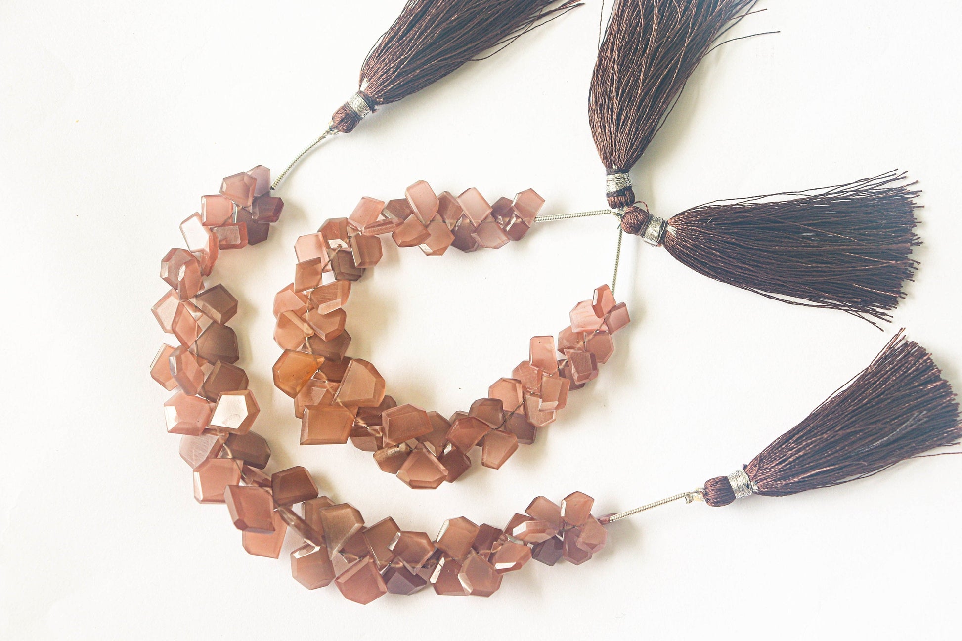Coffee Shade Natural Moonstone Fancy Shape Beads | 7x8mm - 12x14mm | 50 Pieces | 6 Inch String | Natural Beads | Beadsforyourjewellery Beadsforyourjewelry