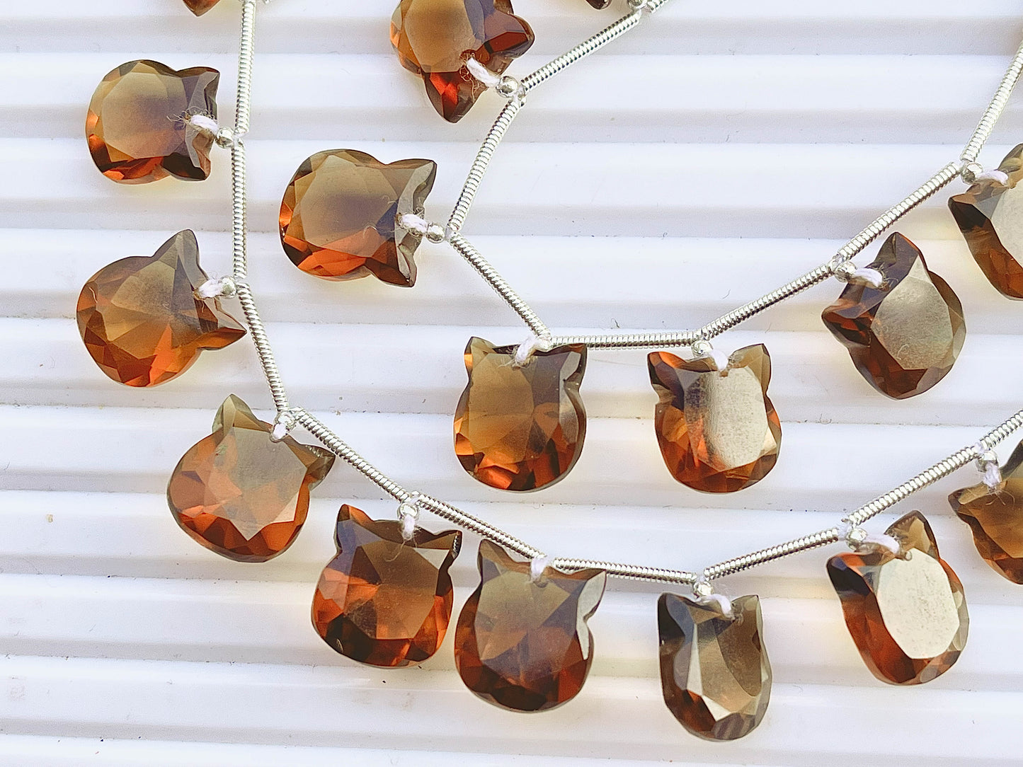 Cognac Quartz Cat Shape Faceted Briolette Beads Beadsforyourjewelry