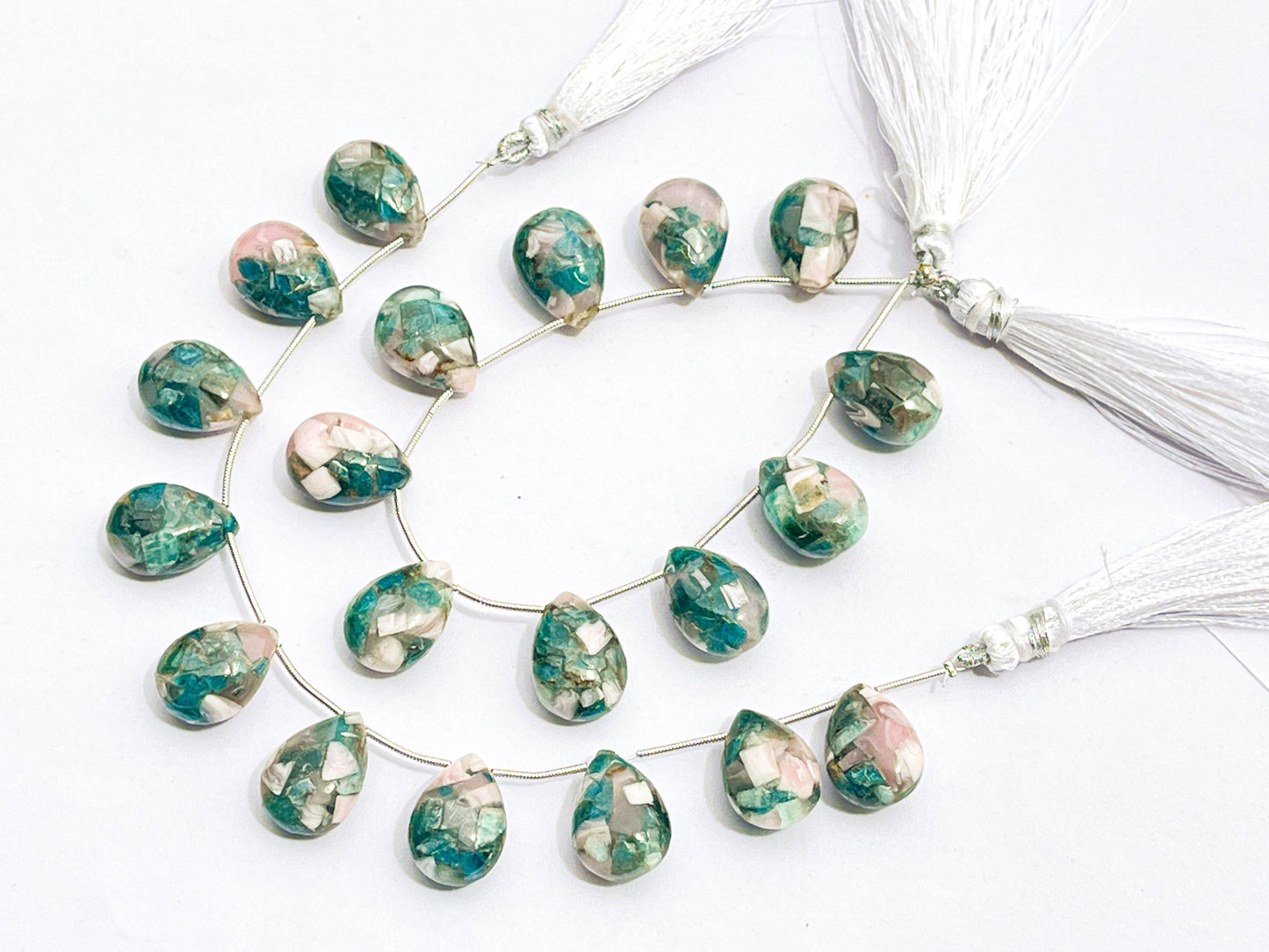 Composite (Pink Opal, Apatite, Amazonite) Pear Shape Briolette Beadsforyourjewelry