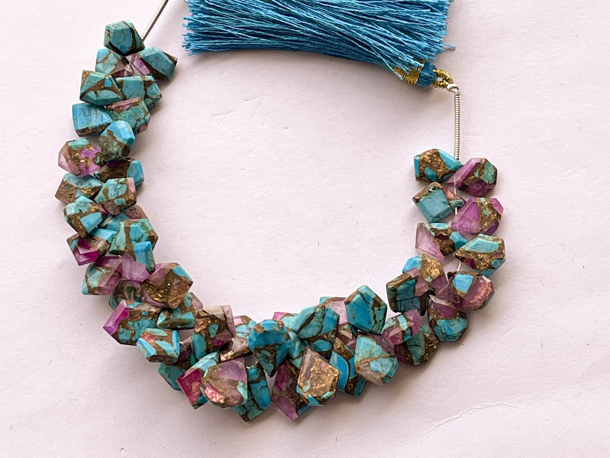 Composite Turquoise with Amethyst gemstone slice cut beads Beadsforyourjewelry