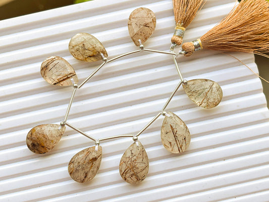 Copper Rutile Pear Shape Faceted Briolette Beads 8 Pieces Beadsforyourjewelry