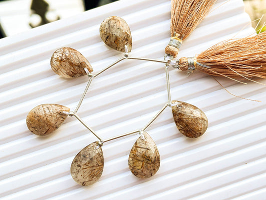 Copper Rutile Pear Shape Faceted Briolette Beads Beadsforyourjewelry