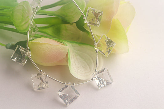 Crystal Concave cut Square Shape Beads Beadsforyourjewelry