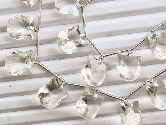 Crystal Quartz Cat Shape Faceted Briolette Beads Beadsforyourjewelry
