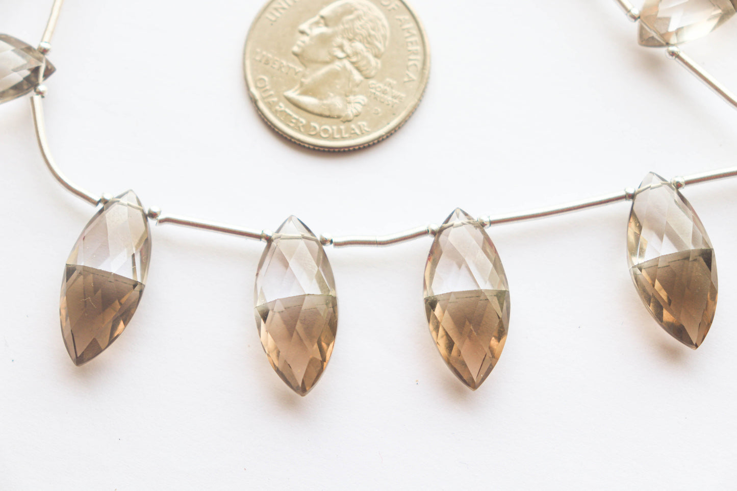 Crystal & Smoky Quartz Combination faceted beads Marquise Shape | 10x22mm | 10 Pieces | 8 inch String | Beadsforyourjewellery Beadsforyourjewelry