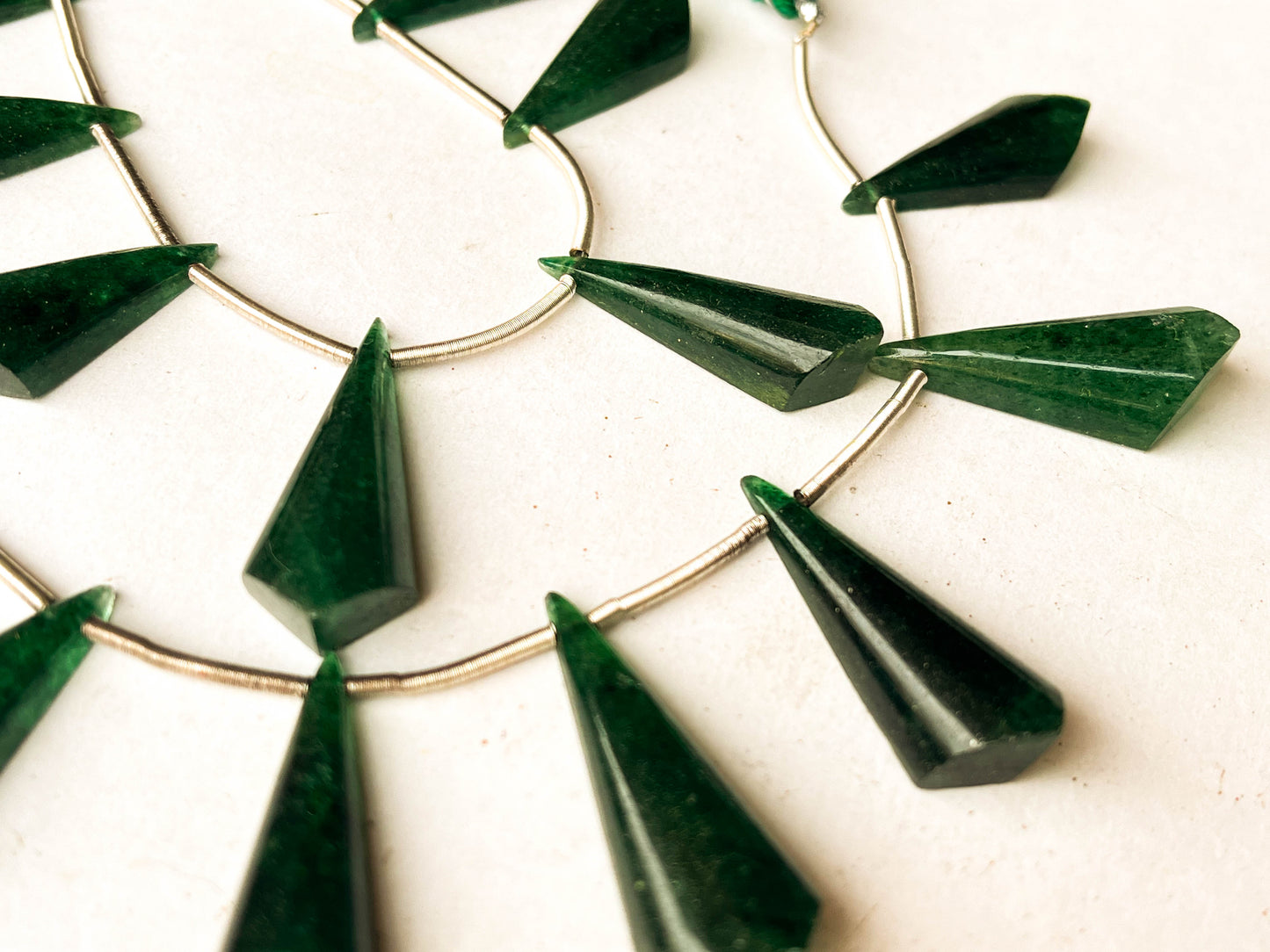 Dark Green Aventurine cone shape briolette beads Beadsforyourjewelry