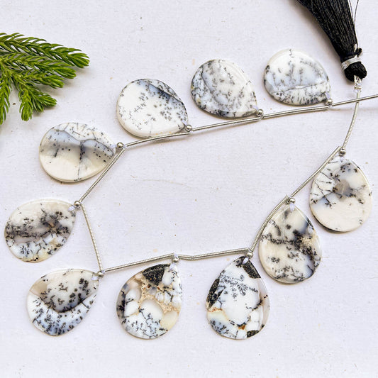 Dendritic Opal Flat Pear Shape Beads, 10 Pieces | 20x25mm Beadsforyourjewelry