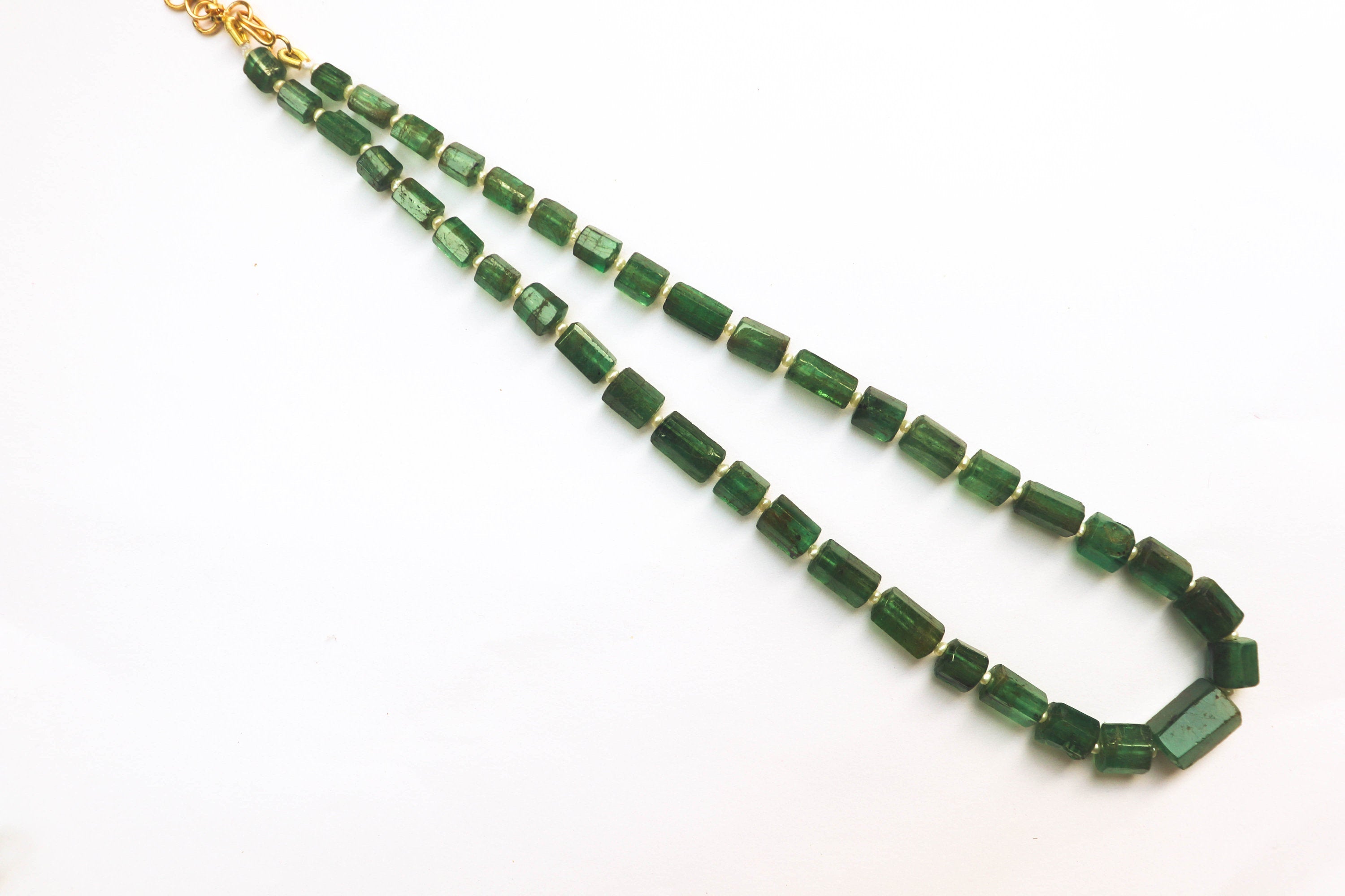 Emerald Beads Geometrical cut Cylinder shape | 16 inch | Zambian Emerald faceted Beads | Natural Emerald Gemstone beads for Jewelry making | Beadsforyourjewelry