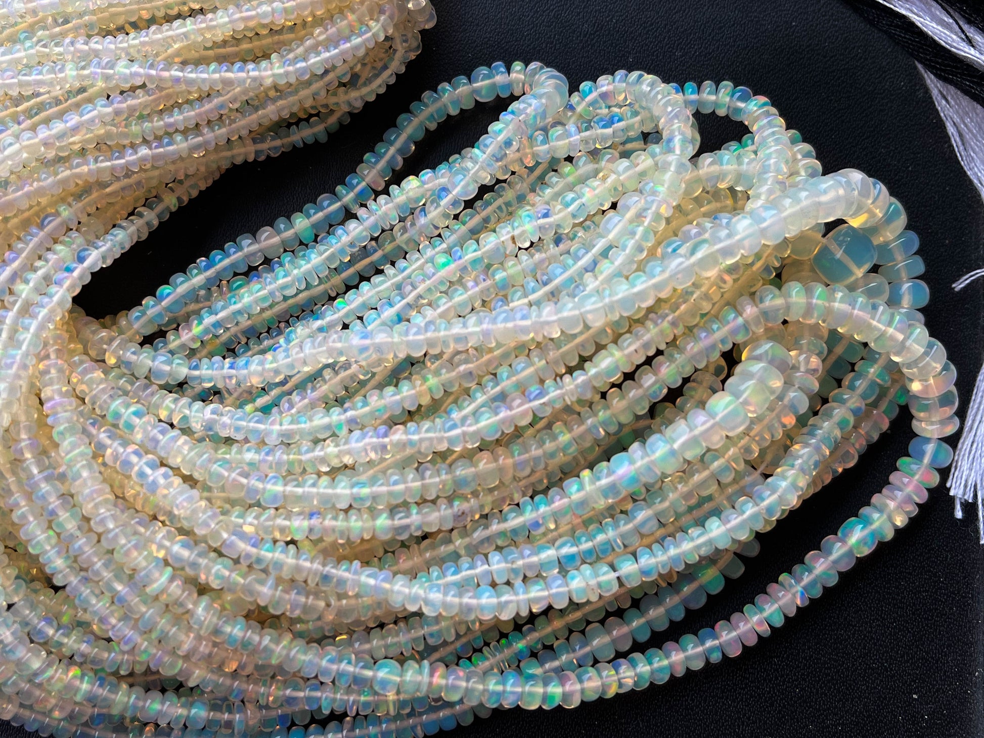 Ethiopian Opal Smooth Rondelle Beads | 2.50mm to 5mm | 16 Inch Beadsforyourjewelry