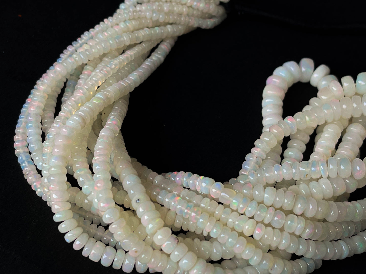 Ethiopian Opal Smooth Rondelle Beads | 3mm to 6mm | 16 Inch Beadsforyourjewelry