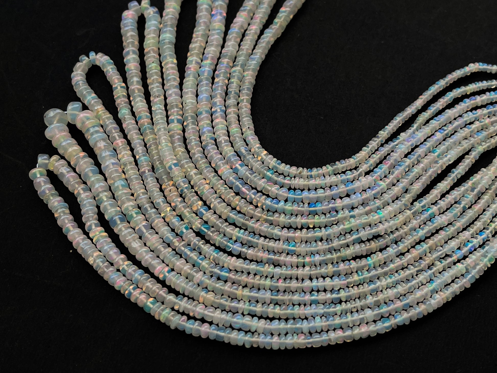 Ethiopian Opal Smooth Rondelle Beads | 3mm to 7mm | 16 Inch Beadsforyourjewelry