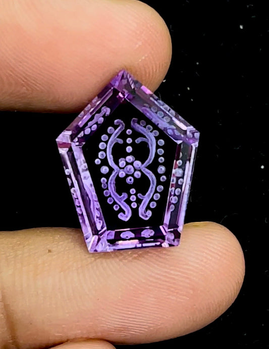 Fabulous Handcarved Amethyst Fantasy cut reverse carving BFYJ59-2 Beadsforyourjewelry