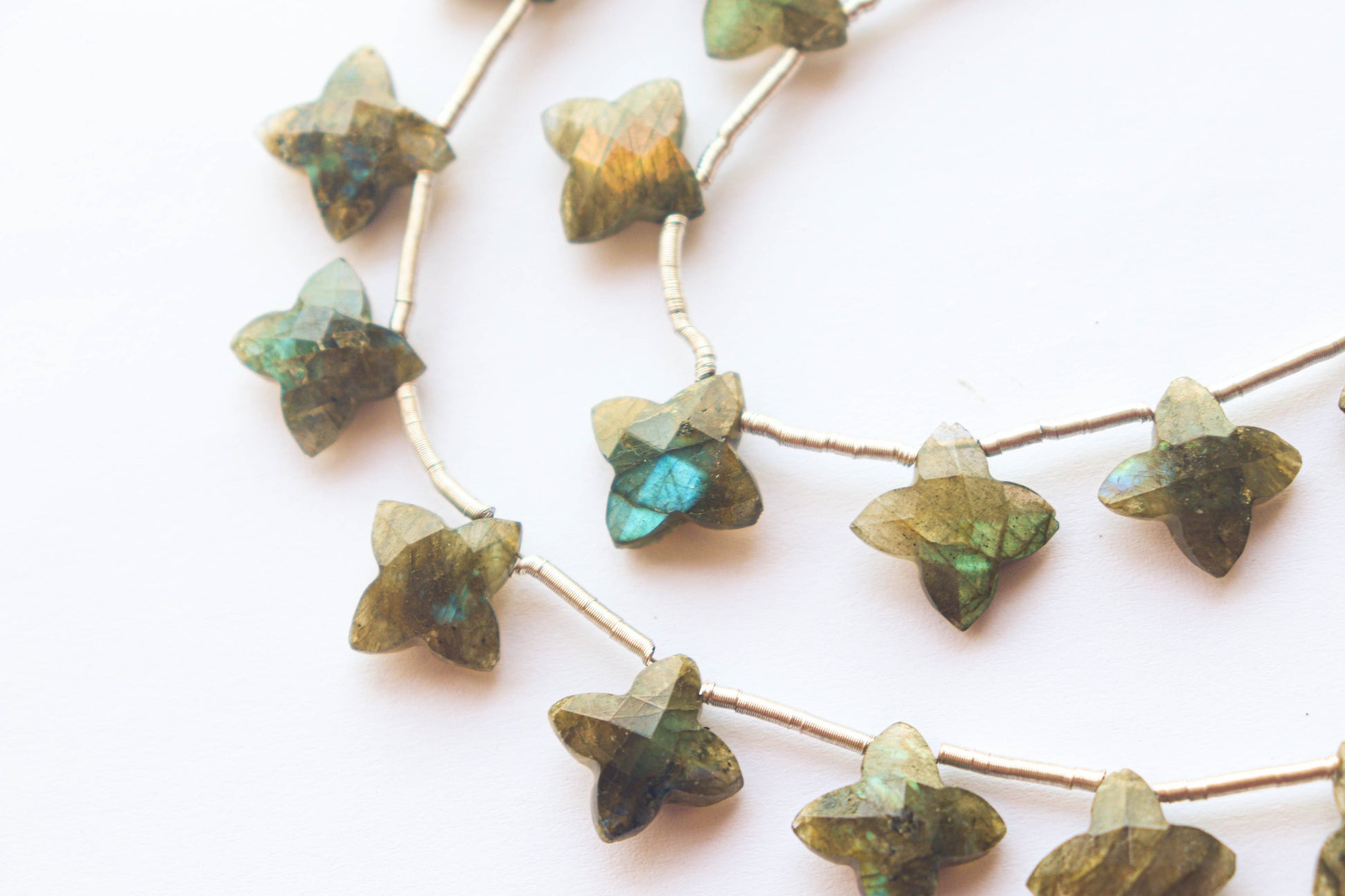 Flashy Labradorite Gemstone Flower Shape Faceted Beads Beadsforyourjewelry