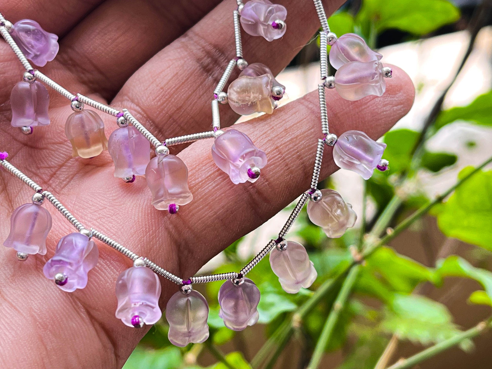 Frost Ametrine flower carving Lily of the valley shape beads Beadsforyourjewelry