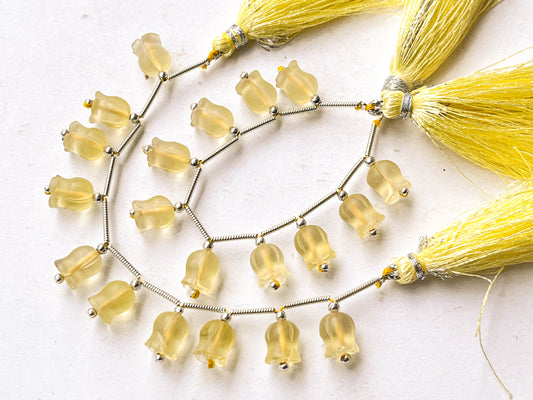 Frost Lemon Quartz flower carving Lily of the valley shape beads Beadsforyourjewelry