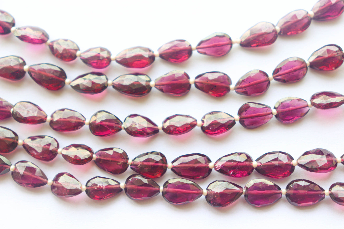 Garnet Pear Shape Faceted Briolette | 7x9mm | 11 inch | 30 Pieces | Center Drill | Natural Garnet Gemstone | Beadsforyourjewellery Beadsforyourjewelry