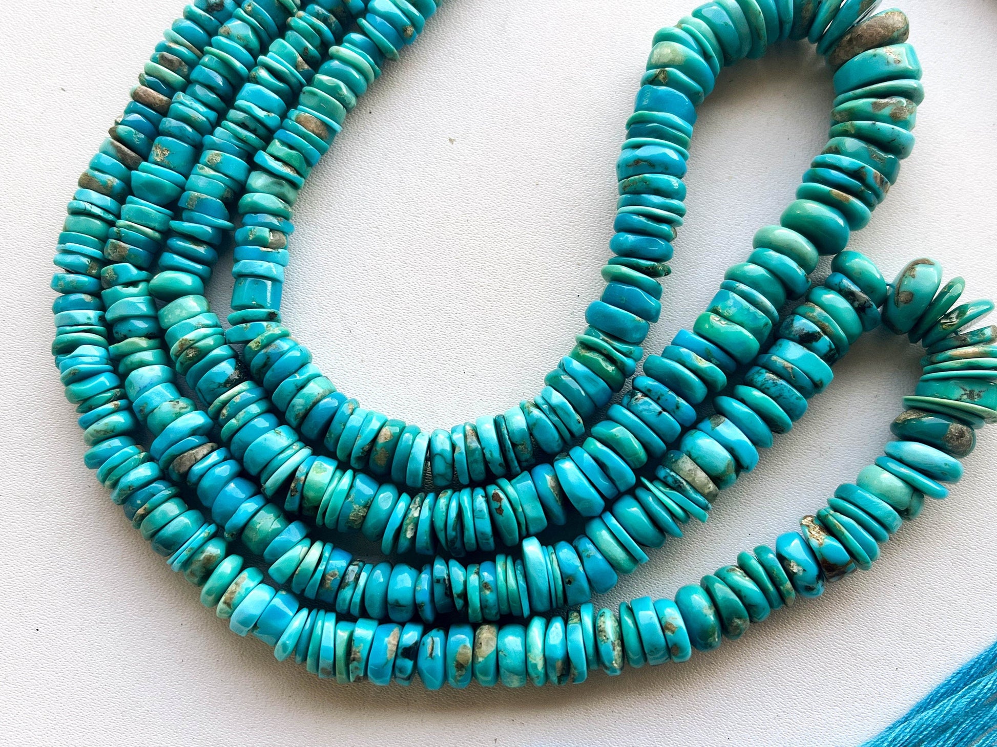 Genuine Arizona Turquoise Smooth Heishi Shape Beads, Turquoise Gemstone Beads, Arizona Turquoise Gemstone Beads, Turquoise Beads, BFYJ162 Beadsforyourjewelry