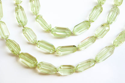 Green Amethyst Beads Uneven faceted tube | 6x10mm - 8x16mm | 6 inch | AAA+ Quality Natural Gemstone Beads for Jewelry Making | Beadsforyourjewelry