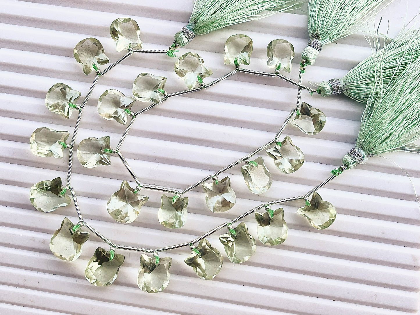 Green Amethyst Cat Shape Faceted Briolette Beads Beadsforyourjewelry