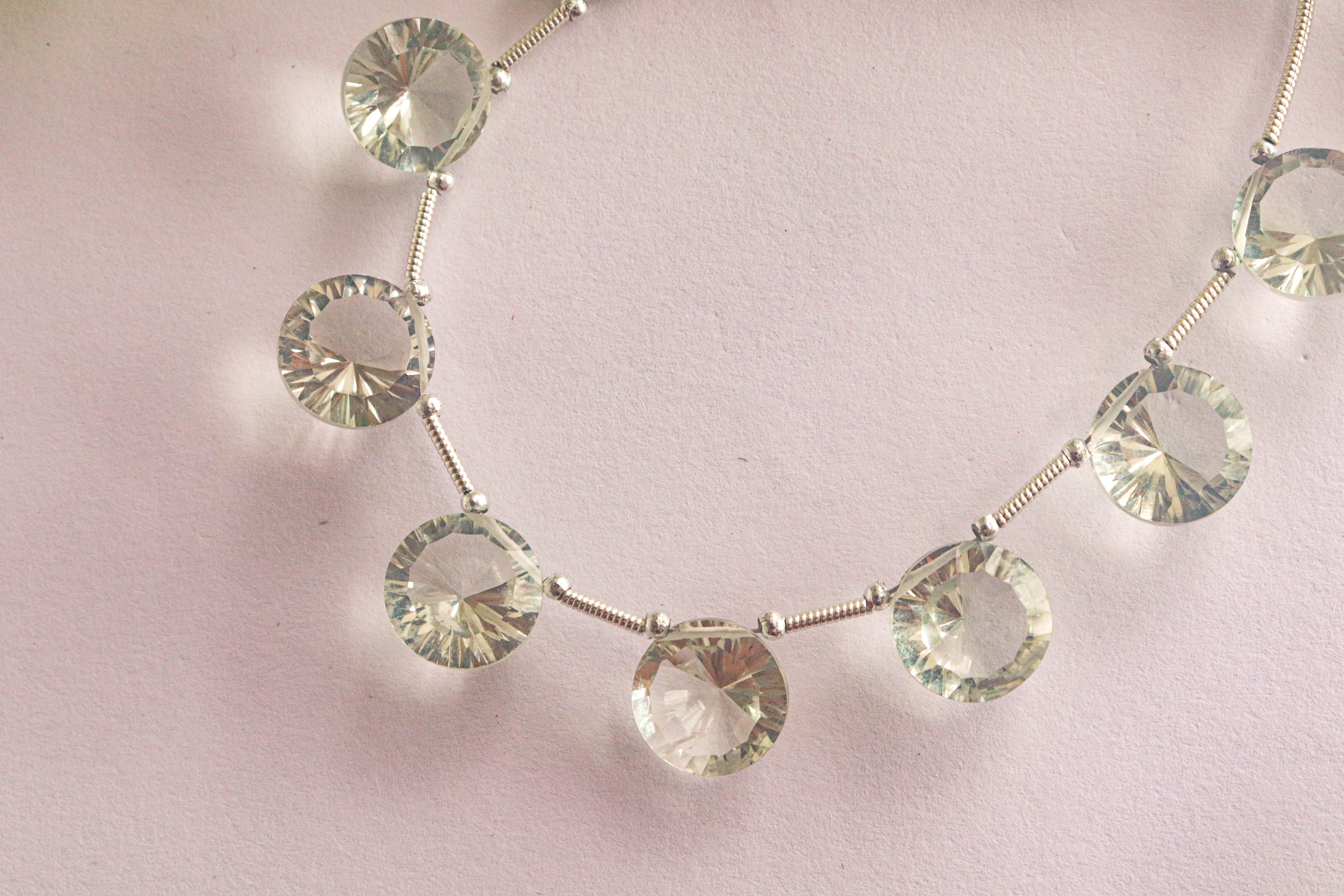 Green Amethyst Concave cut Round Shape Beads Beadsforyourjewelry