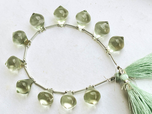 Green Amethyst Slanted Shape Drops | 11 Pieces Beadsforyourjewelry
