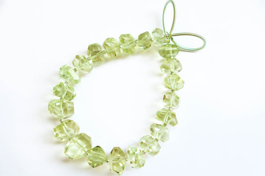 Green Amethyst beads Geometrical cut uneven shape | 10-12mm | 21 Pieces Full Strand | 6 inch | Green Amethyst beads for jewelry making Beadsforyourjewelry