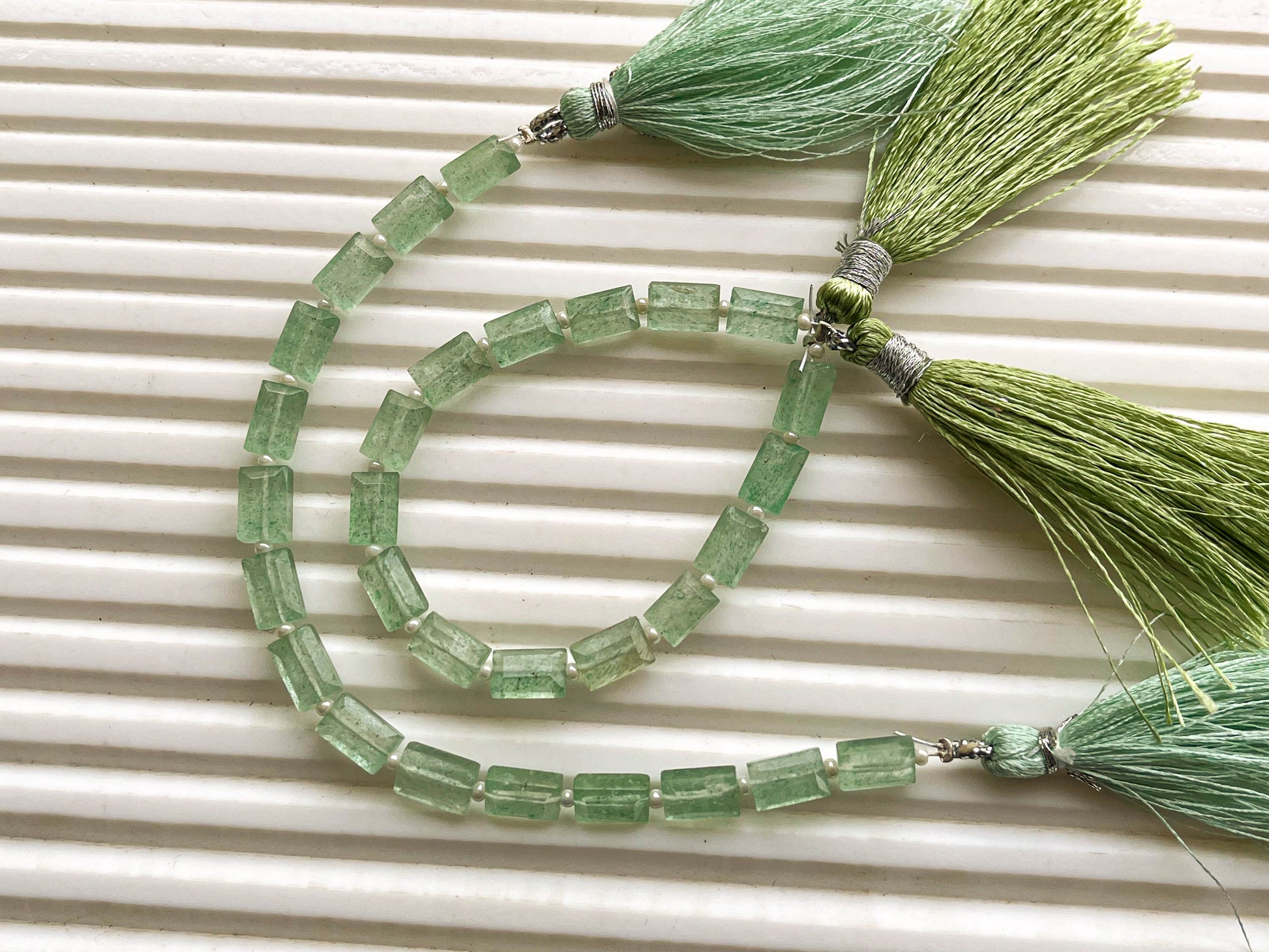 Green Aventurine Baguette Shape Faceted Briolette Beads Beadsforyourjewelry