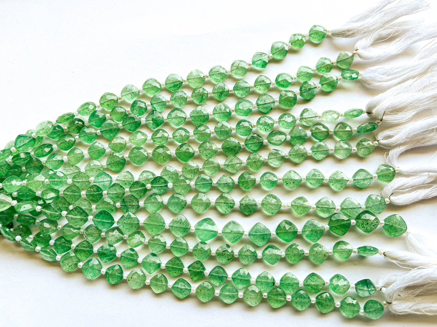 Green Aventurine Cushion Shape Faceted Briolette Beads Beadsforyourjewelry