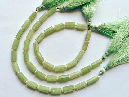 Green Aventurine Faceted Cylindrical Shape Beads Beadsforyourjewelry