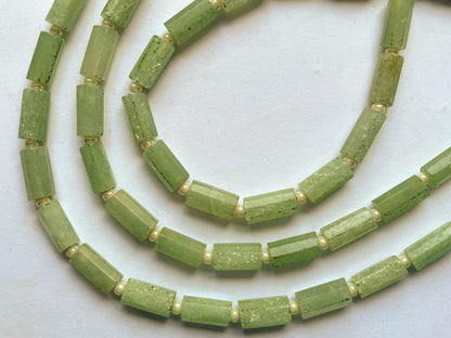 Green Aventurine Faceted Cylindrical Shape Beads Beadsforyourjewelry