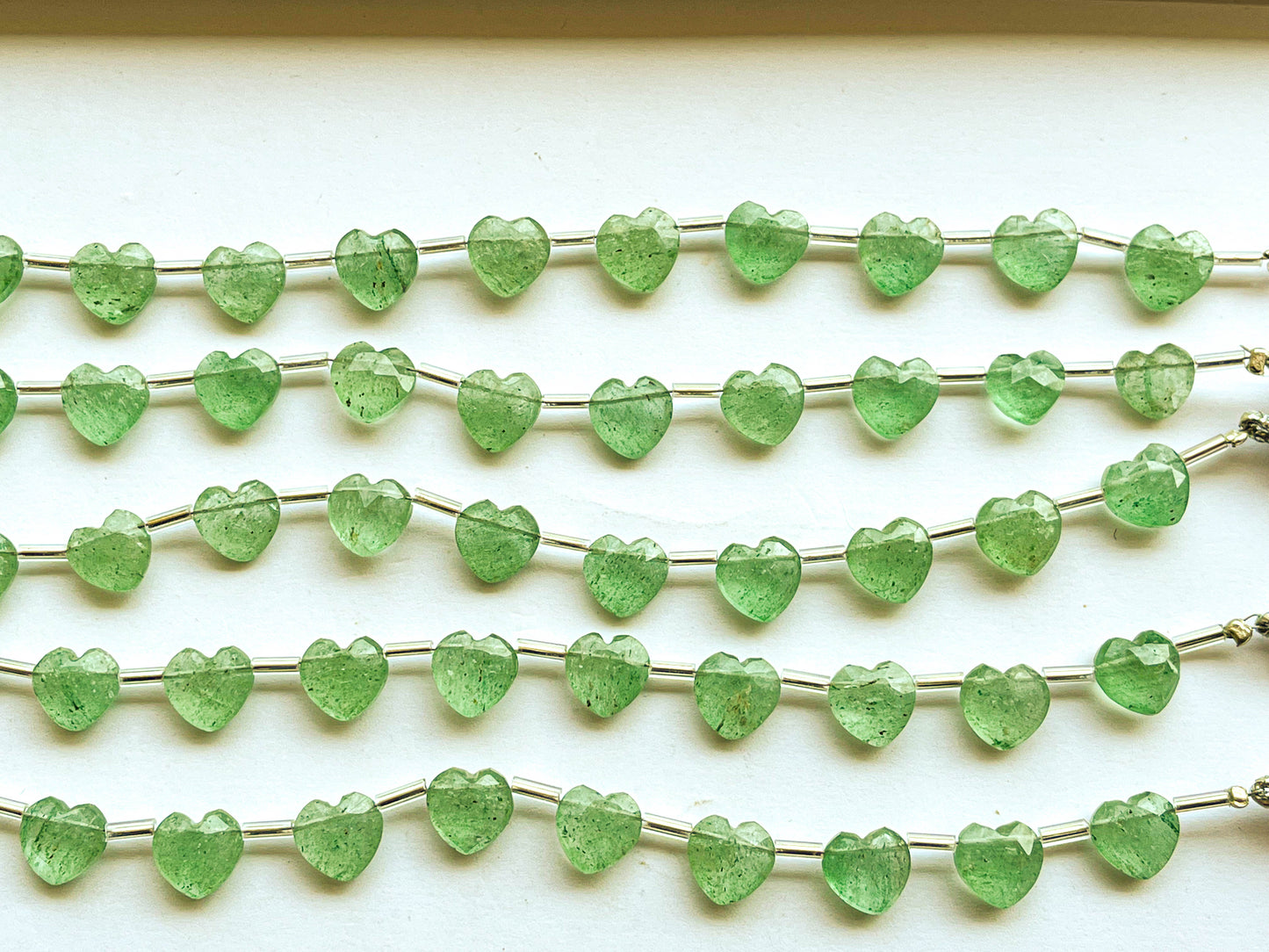 Green Aventurine Heart Shape Faceted Side Drill Briolette Beads Beadsforyourjewelry