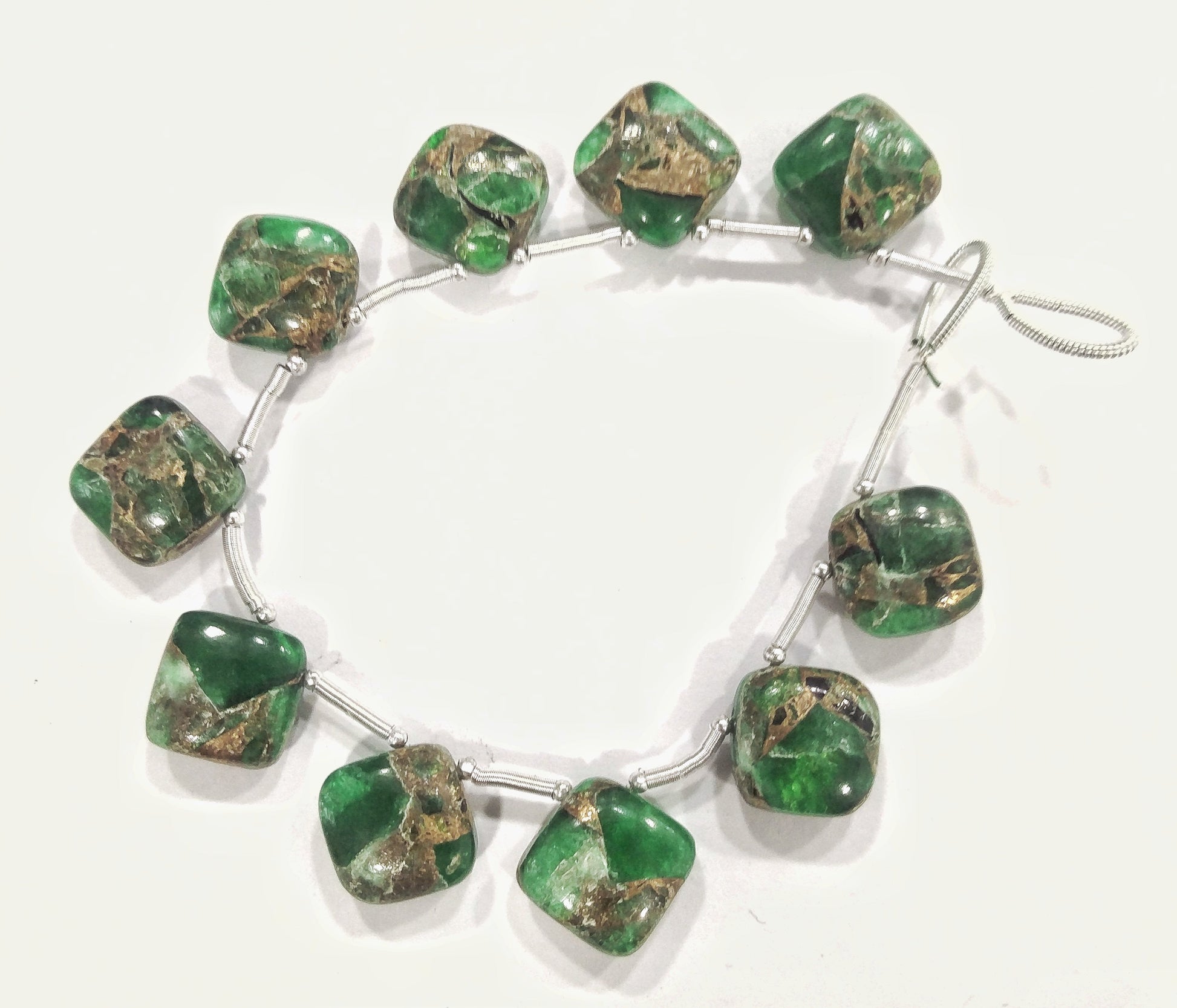 Green Composite Gemstone Cushion Shape Beads Beadsforyourjewelry