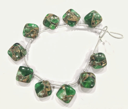 Green Composite Gemstone Cushion Shape Beads Beadsforyourjewelry
