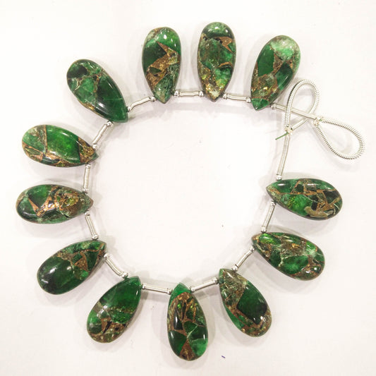 Green Composite Gemstone Pear Shape Briolette Side Drill Beads Beadsforyourjewelry