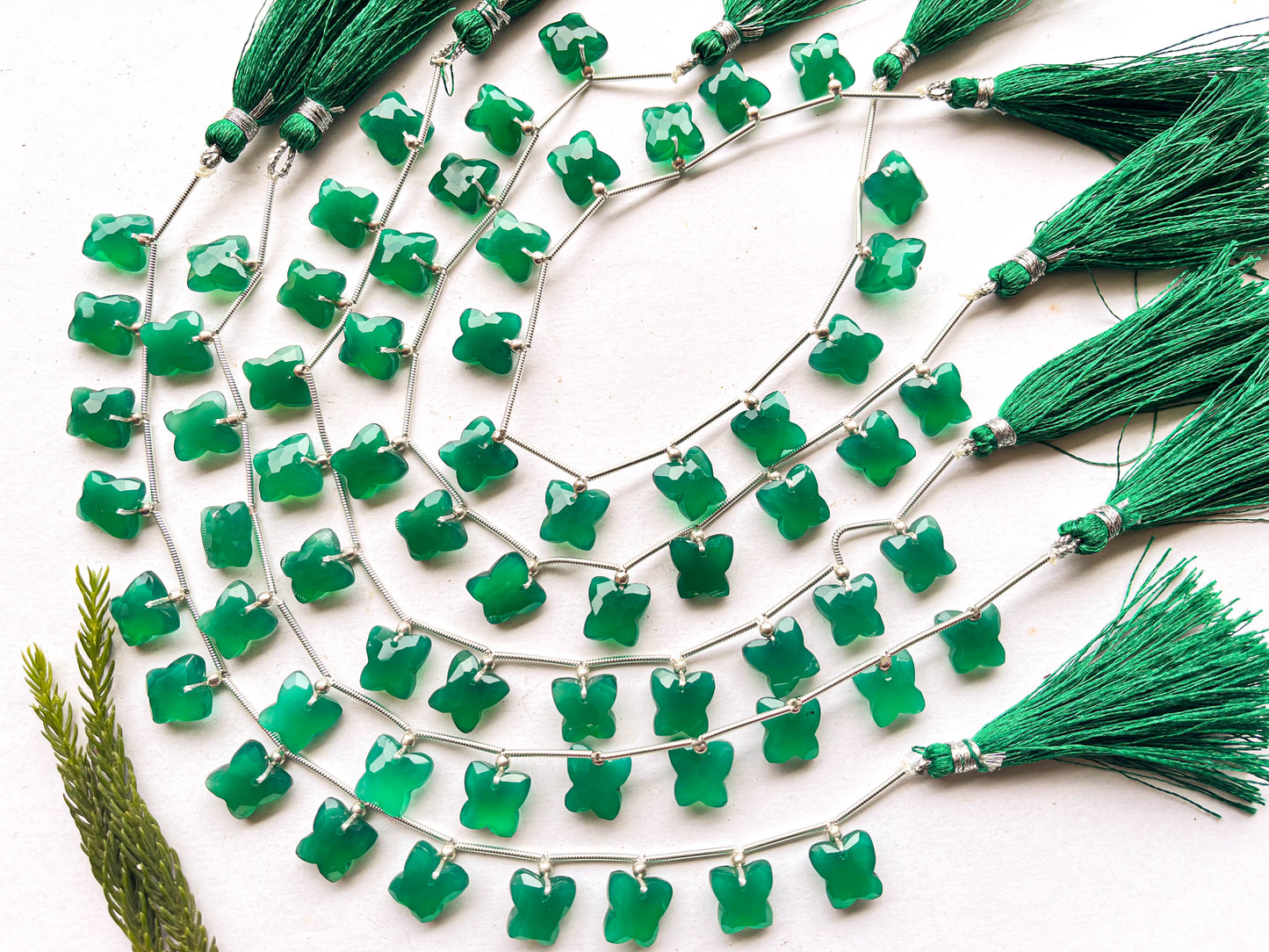Green Onyx Butterfly Shape Faceted Beads, 13 Pieces Beadsforyourjewelry