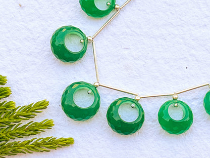Green Onyx Faceted Round Hoop Shape Beads Beadsforyourjewelry